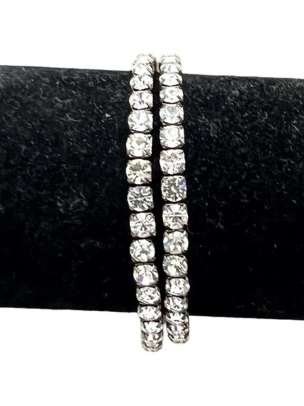 VINTAGE CLEAR CRYSTAL STRETCH BRACELETS - SET OF 2